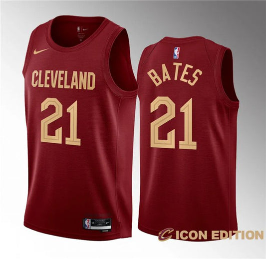 Men's Cleveland Cavaliers #21 Emoni Bates Red 2023 Draft Icon Edition Stitched Jersey