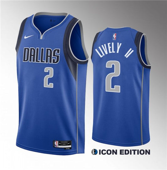 Men's Dallas Mavericks #2 Dereck Lively II Blue 2023 Draft Icon Edition Stitched Jersey