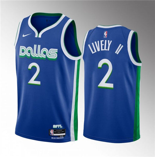 Men's Dallas Mavericks #2 Dereck Lively II Blue 2023 Draft City Edition Stitched Jersey